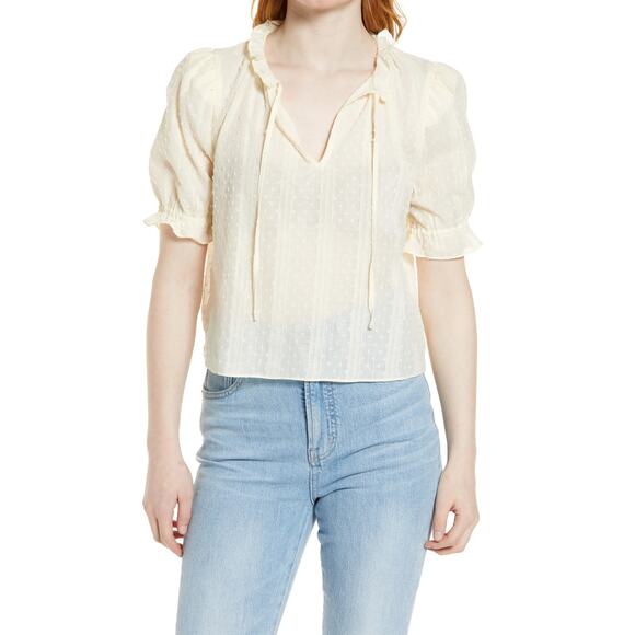 New 1.STATE Tie V-Neck Top in Toasted Ivory (Plus) Size XXL - Picture 1 of 9